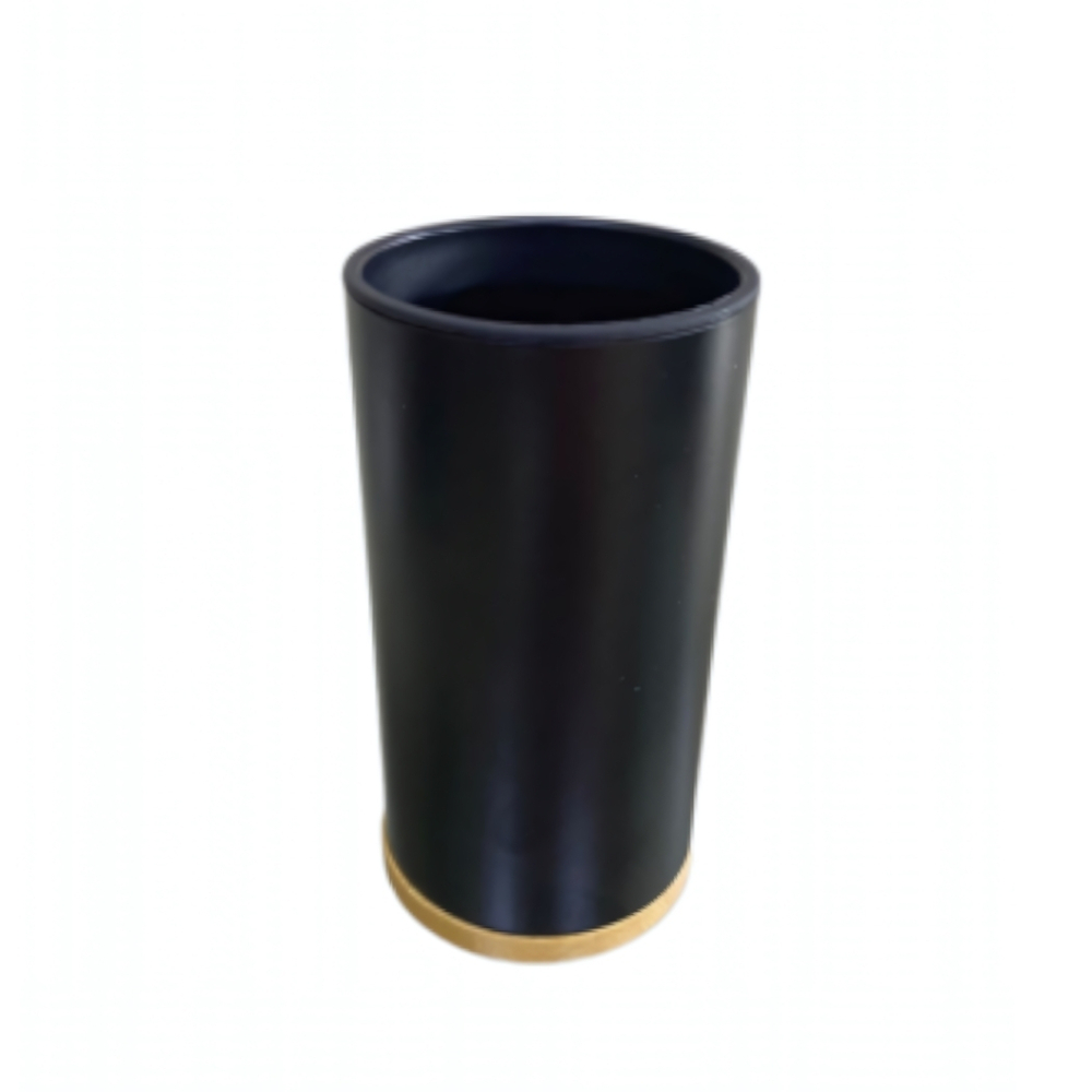 Стакан для зубных щеток настольный черный матовый (сталь, бамбук)