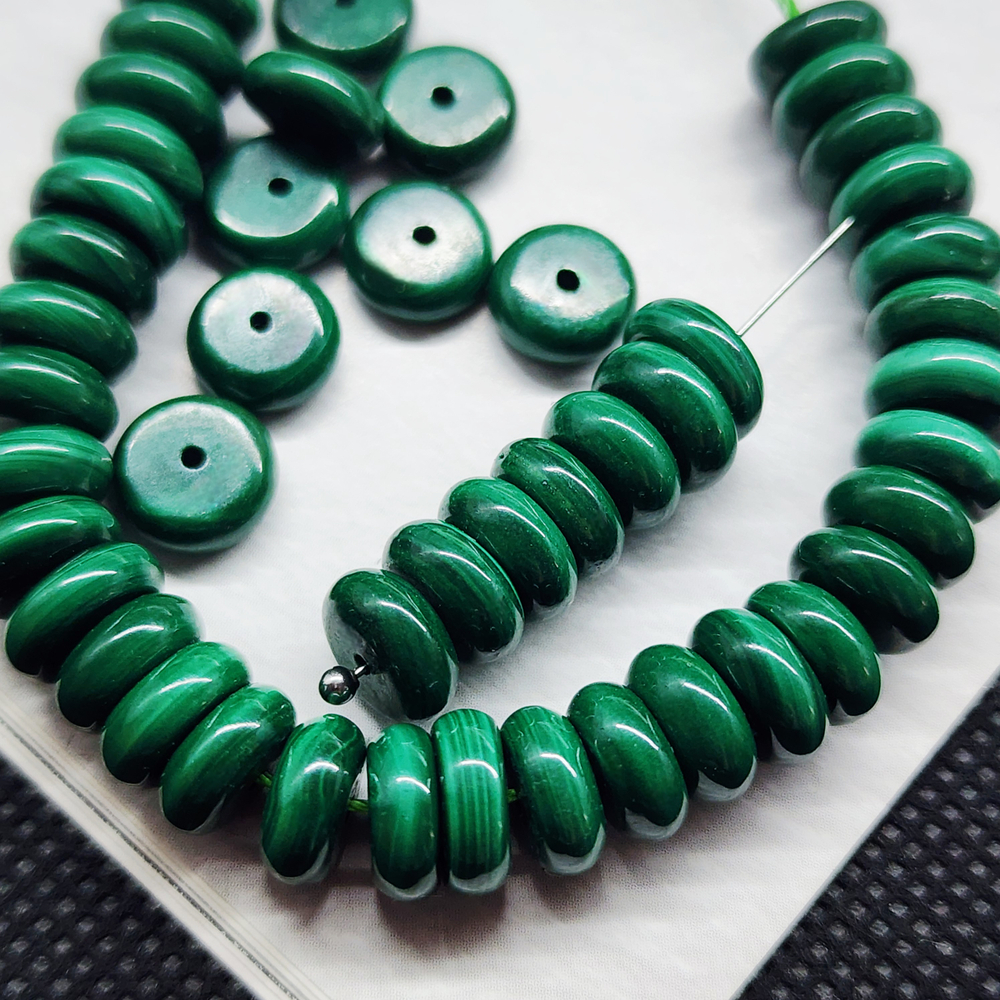 Малахит природный, бусина шайба, рондель 8мм, штучно