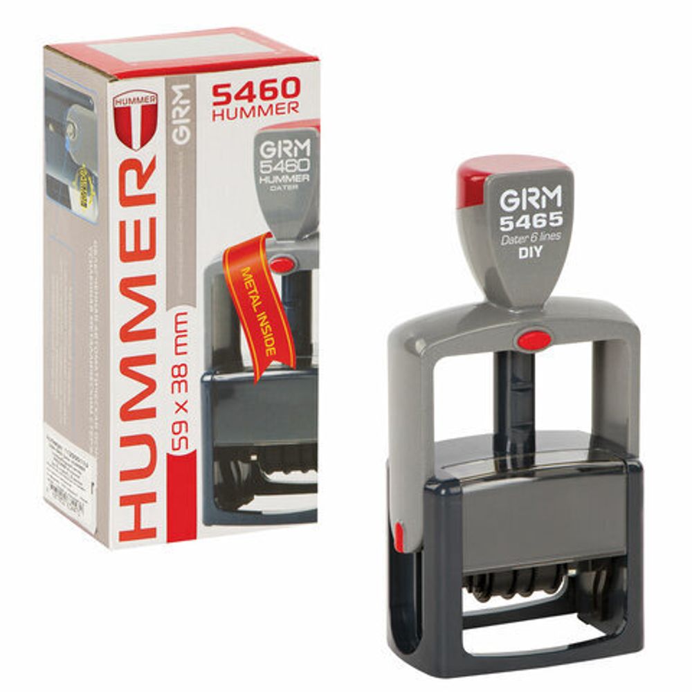 Датер самонаборный 4 строки+дата, оттиск 58х36 мм синий, GRM 5465 HUMMER,КАССА В КОМПЛЕКТЕ, 112000110