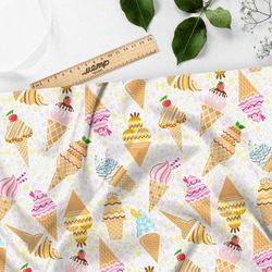 Ткань габардин мороженное в стаканчике