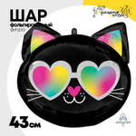 Шар Фольгированный Кошечка голова черно-белая (Ассорти)