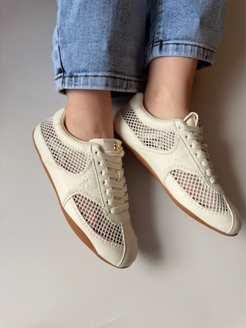 Кеды из натуральной кожи c вставками из сетки FELICE