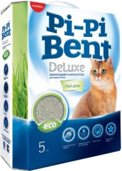 Наполнитель для кошачьего туалета Pi-Pi Bent Deluxe Fresh grass комкующийся, Коробка 5кг