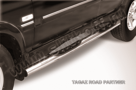 Пороги из нержавейки TAGAZ Road Partner (2008-2011) d76 с проступями