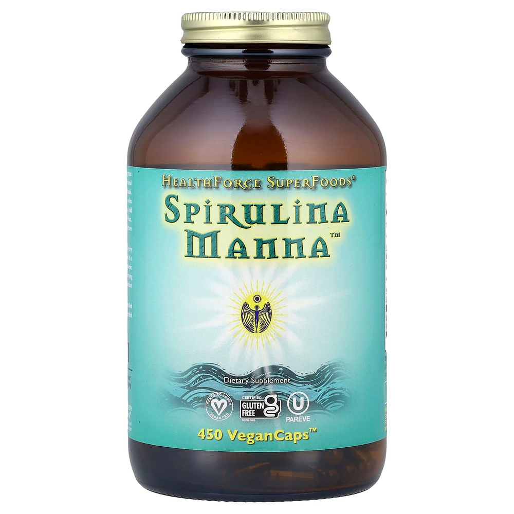 HealthForce Superfoods, Спирулина манна, 450 веганских капсул