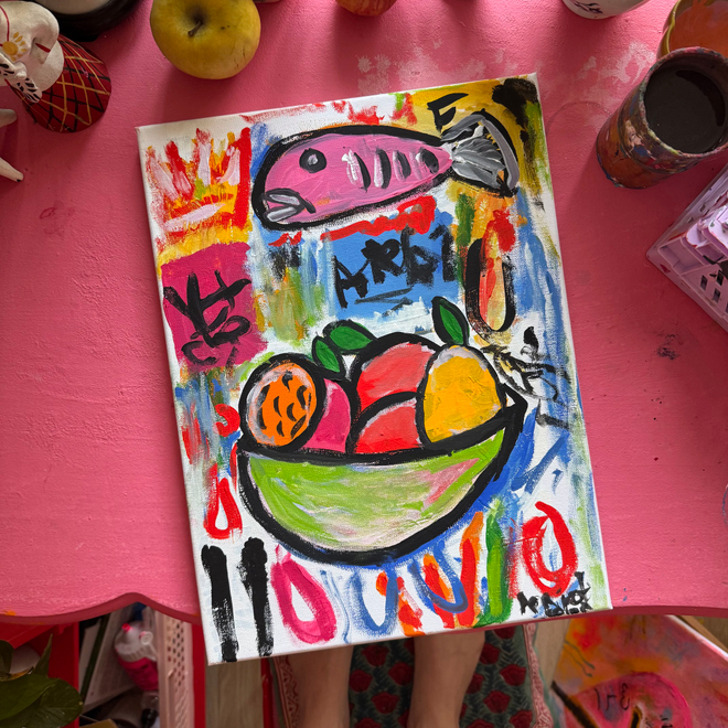 Натюрморт с фруктами и рыбой