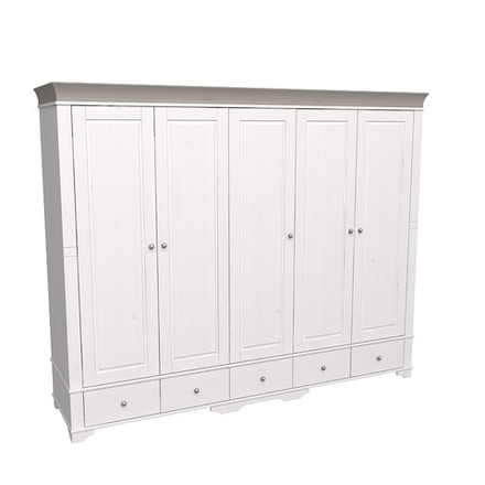 Шкаф 5-ти дверный с 5 глухими дверями «Бейли» белый воск/антрацит