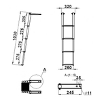 Трап телескопический складной, 4 черных ступени (ширина 320 мм.) AISI 316 (10269561)