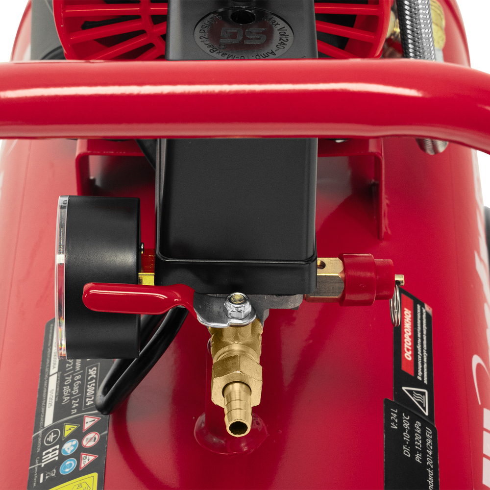 Компрессор безмасляный малошумный SPC 1500/24, 1500 Вт, ресивер 24 л, 260 л/мин// MTX