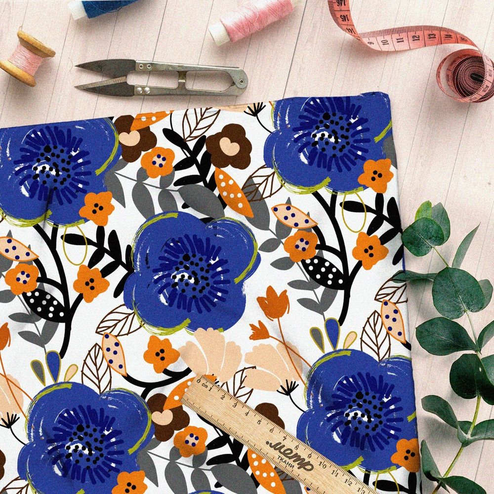 Ткань штапель соцветия для весеннего дизайна