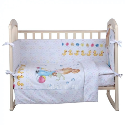 Комплект в кроватку 4 предм. "Мишка с уточкой", бязь (Альма-Няня)