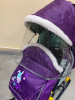 Коляска комбинированная «Умка 3-2» рисунок с заячиком черничный (арт. У3-2/9)