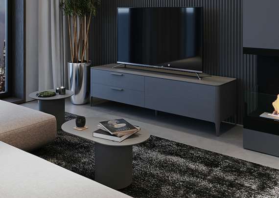 Тумба Type oak под ТВ 2 ящика откидная дверь (темно-серый)