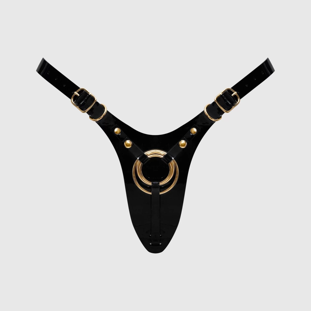 Черный пояс для фиксации насадок Strap-On-Me Leatherette Harness Fabulous (Размер: S-M-L-XL-XXL) (Цвет: черный)