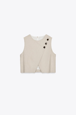 ZARA КОРОТКИЙ ТОП, СВЕТЛО-БЕЖЕВЫЙ