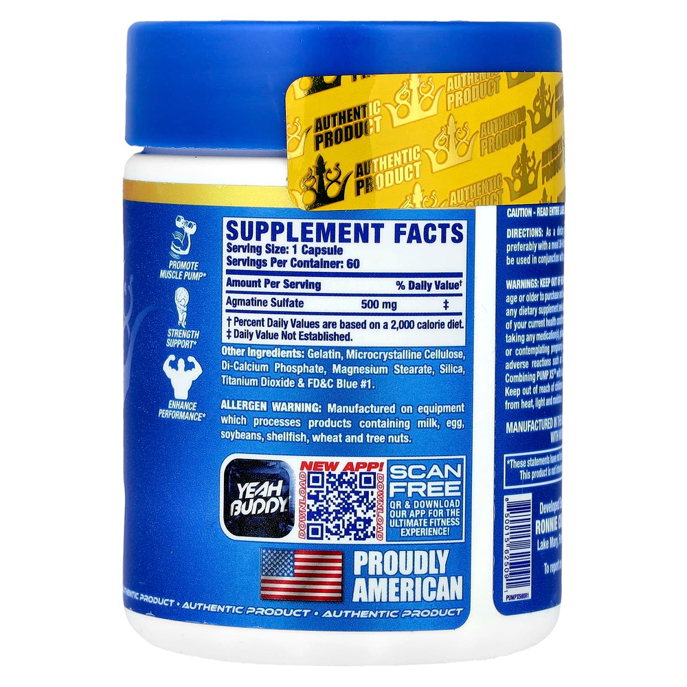 Ronnie Coleman, Vital Edition, Pump XS ™, 500 мг, 60 капсул