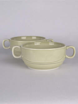 Бульонница супница с ручками фарфоровая тёмно-серый набор 2 шт в стиле акварель