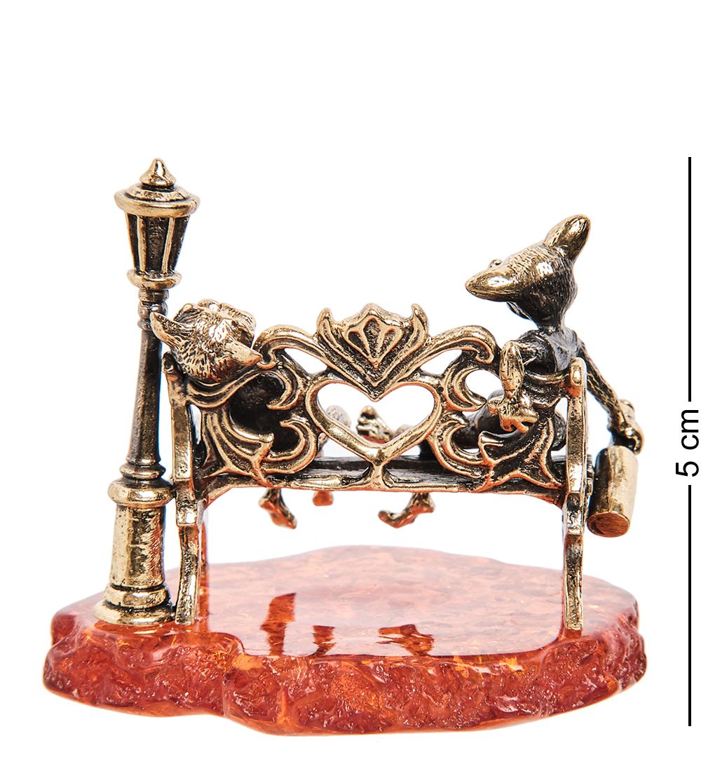Народные промыслы AM-1052 Фигурка «Коты в ожидании чуда» (латунь, янтарь)