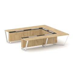 Steel Meet Стол переговорный П-образный KM-PR.B.SP-11P Тиквуд Светлый/Графит Глянец/Металл Белый 320