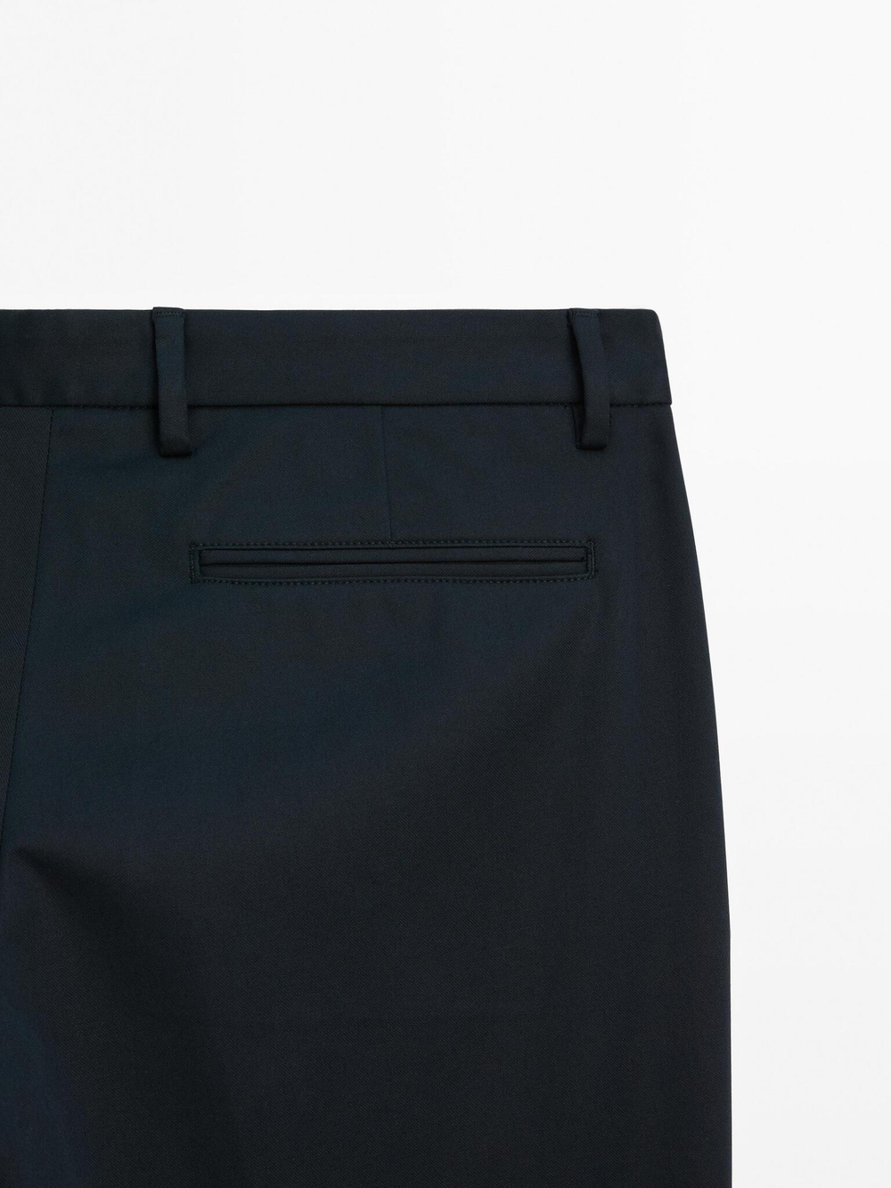 Massimo Dutti Узкие брюки из хлопковой смесовой ткани, темно-синий