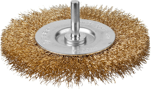 ЗУБР ″Профессионал″. Щетка дисковая для дрели, витая латунированная стальная проволока 0,3мм, 100мм