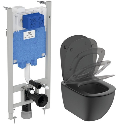 Промо-комлект 2 в 1 T4665V3 IDEALMOOD Aquablade подвесной унитаз с сиденьем и крышкой T3527V3, R046367 PROSYS 2.0 Встраиваемая инсталляция