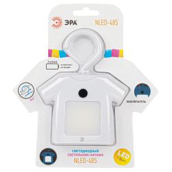 Ночник - светильник светодиодный ЭРА NLED-485-1W-SW-W на батарейках с выключателем белый