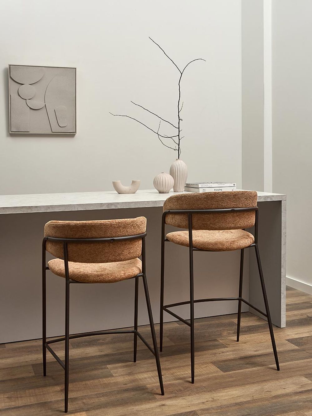 Стул барный Helning, мягкий шенилл, светло-коричневый