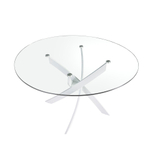 Круглый обеденный стол из закаленного стекла и белой стали 1138-Ø120