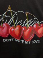 Футболка JN 5375 удлиненная свободная с принтом вишни на груди и спине