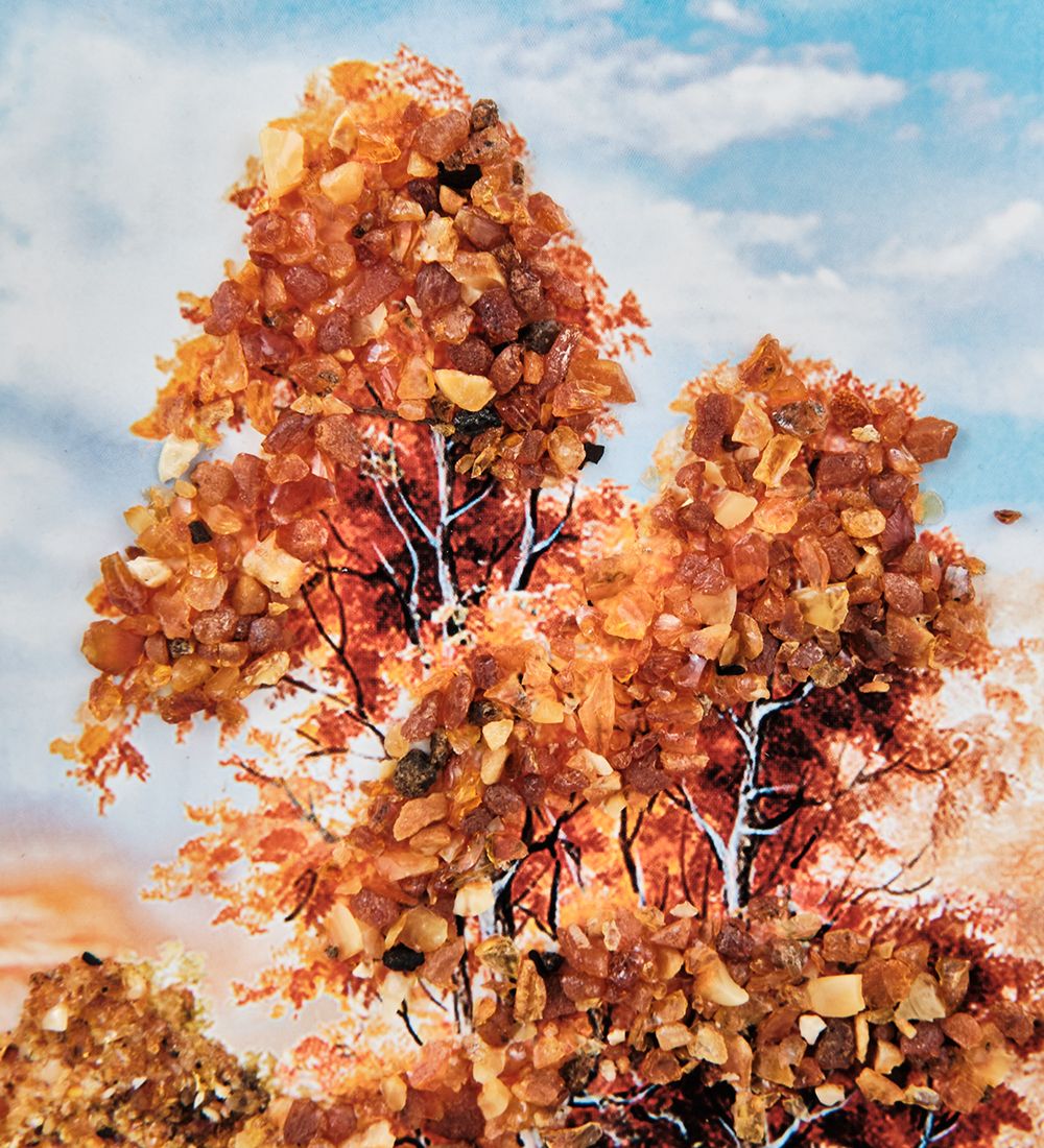 AMB-01/72 Картина «Тайны озера» (с янтарной крошкой) пласт.рамка 33х42см