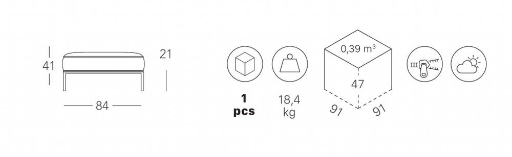 Пуф с подушкой Scab Design Flap, лен, белый