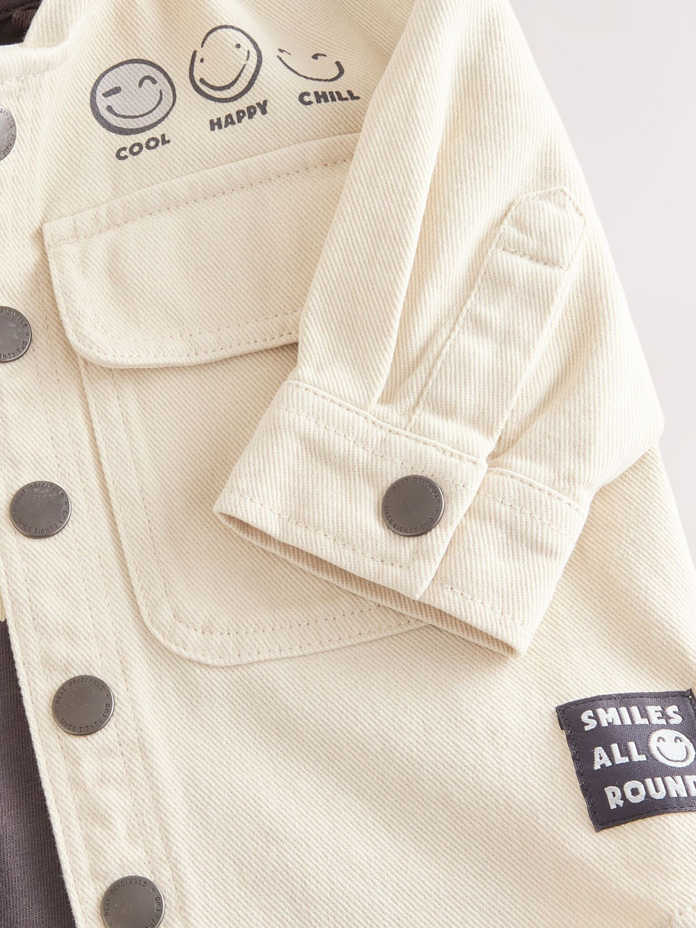 Куртка джинсовая с капюшоном и футболка в комплекте для мальчика Next AH3-452, Молочный, Серый