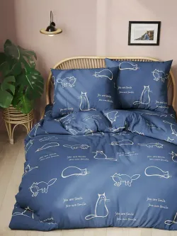 Наволочка комплект 2шт перкаль Сказка "Котики" 45х45 см на молнии