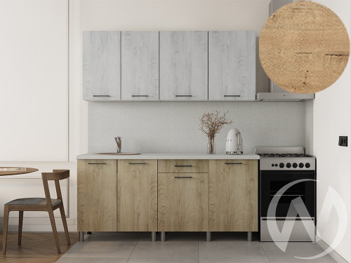 Кухня Одри 1.8м (корпус белый/дуб остин серый; дуб остин бежевый) 38мм дуб бурнатти