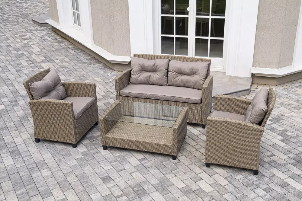 "Филадельфия" лаунж-зона из искусственного ротанга, цвет соломенный