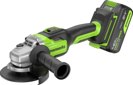 Угловая шлифмашина аккумуляторная GREENWORKS GD24AG 24V, АКБ 4Ач и ЗУ 3200207CUB