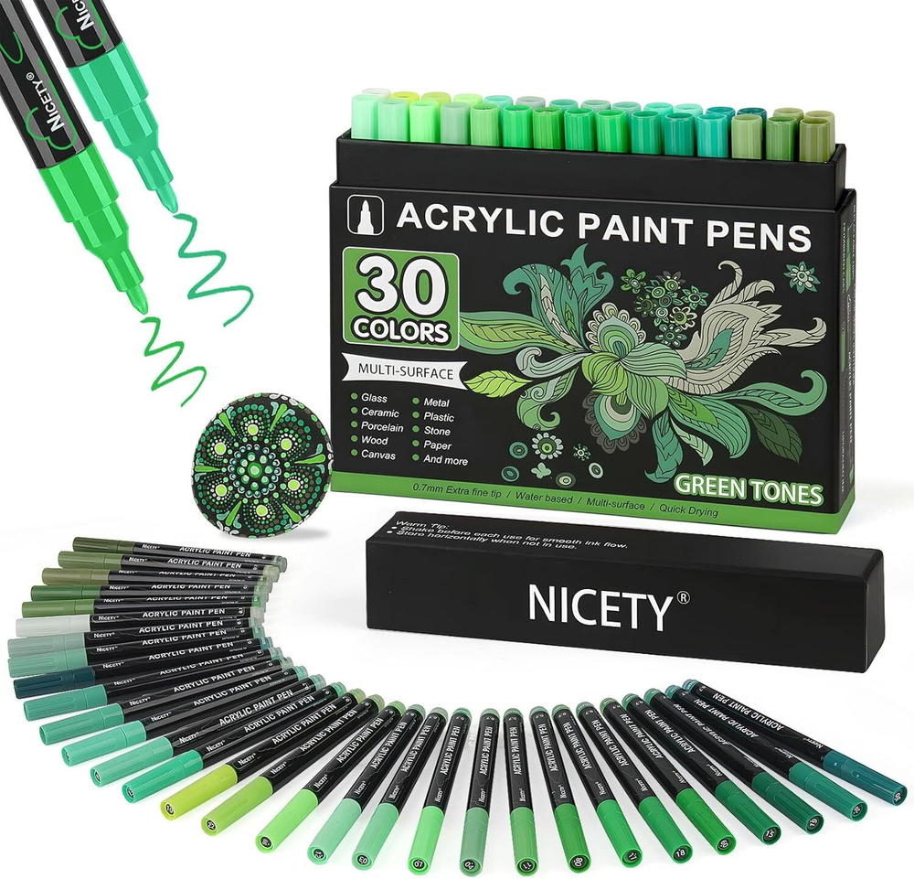 NICETY акриловые маркеры 0,7 мм, 30 шт, Green