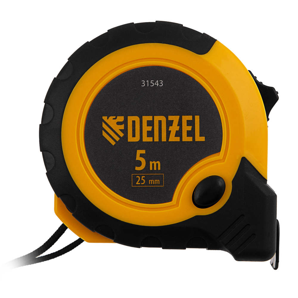 Рулетка 5м х 25мм, двухкомп. корпус, кнопка-пауза Denzel