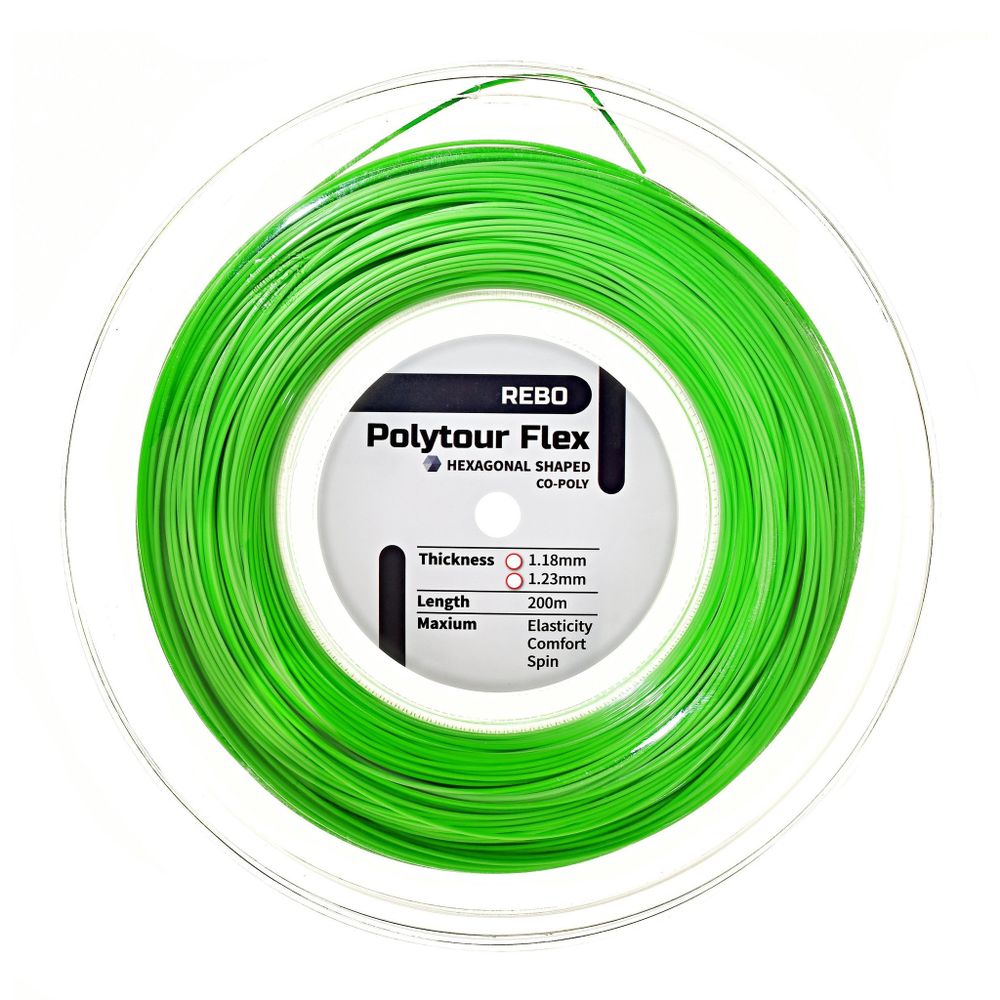 Струны для тенниса REBO POLYTOUR FLEX NEON GREEN В нарезке (1 натяжка) 11 м