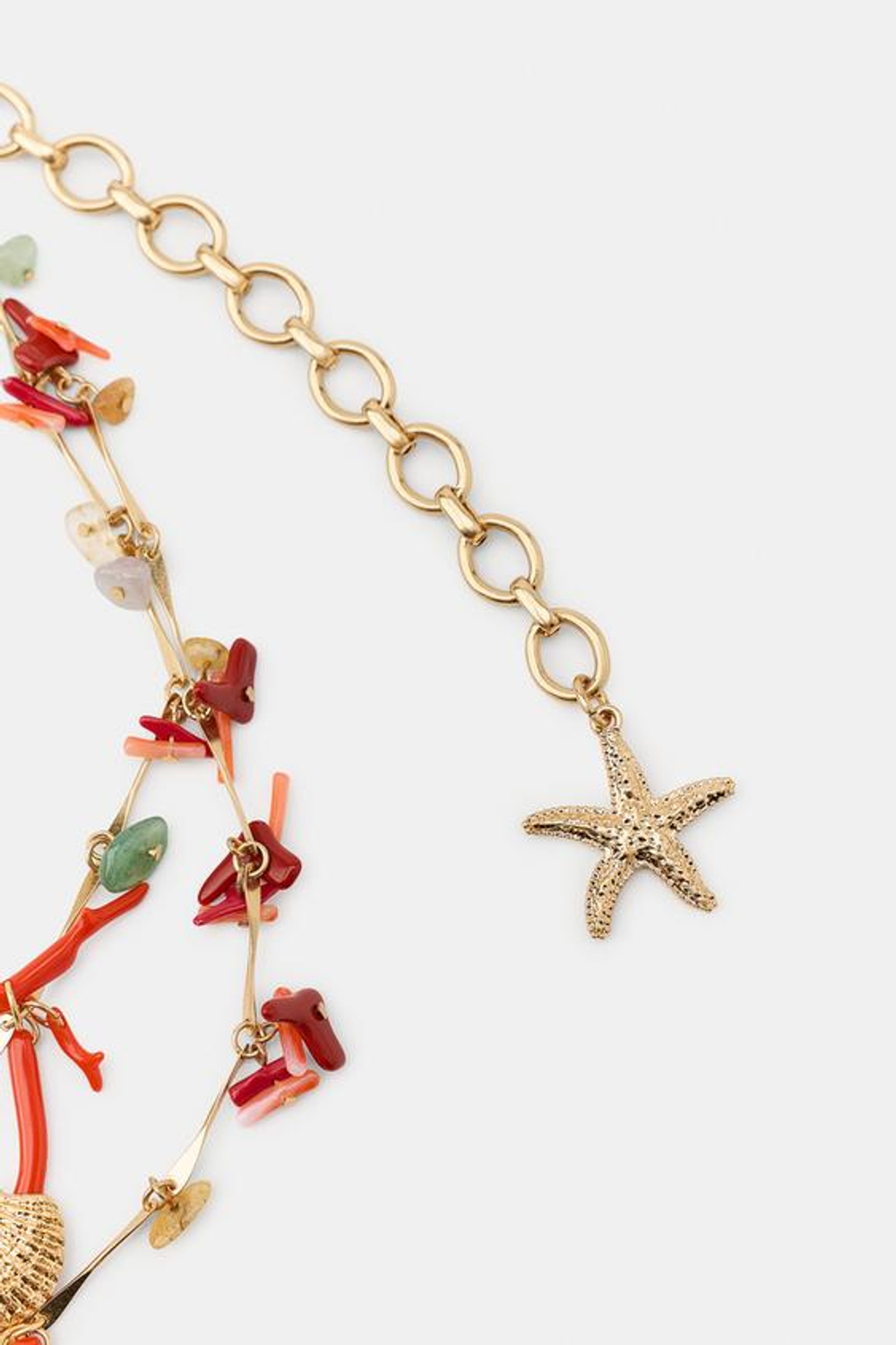 ZARA МЕТАЛЛИЧЕСКИЙ РЕМЕНЬ С МОРСКИМИ ПОДВЕСКАМИ, ЗОЛОТИСТЫЙ