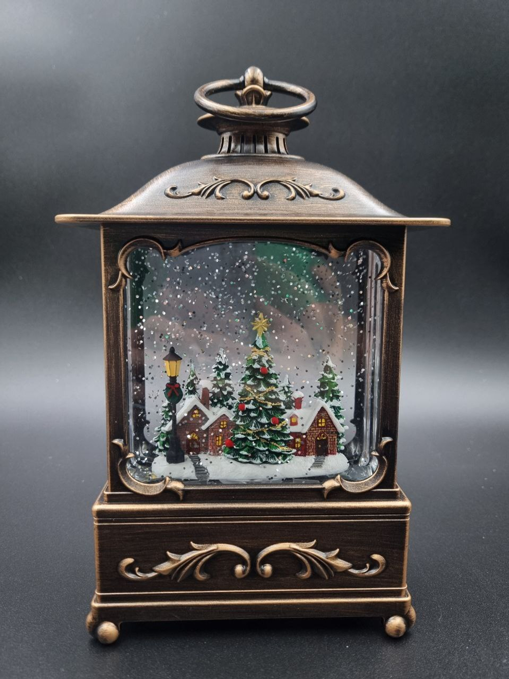 Фонарь новогодний светящийся Снеговик/Дед Мороз/Елочка квадрат сеть/батарейки 25см QW54