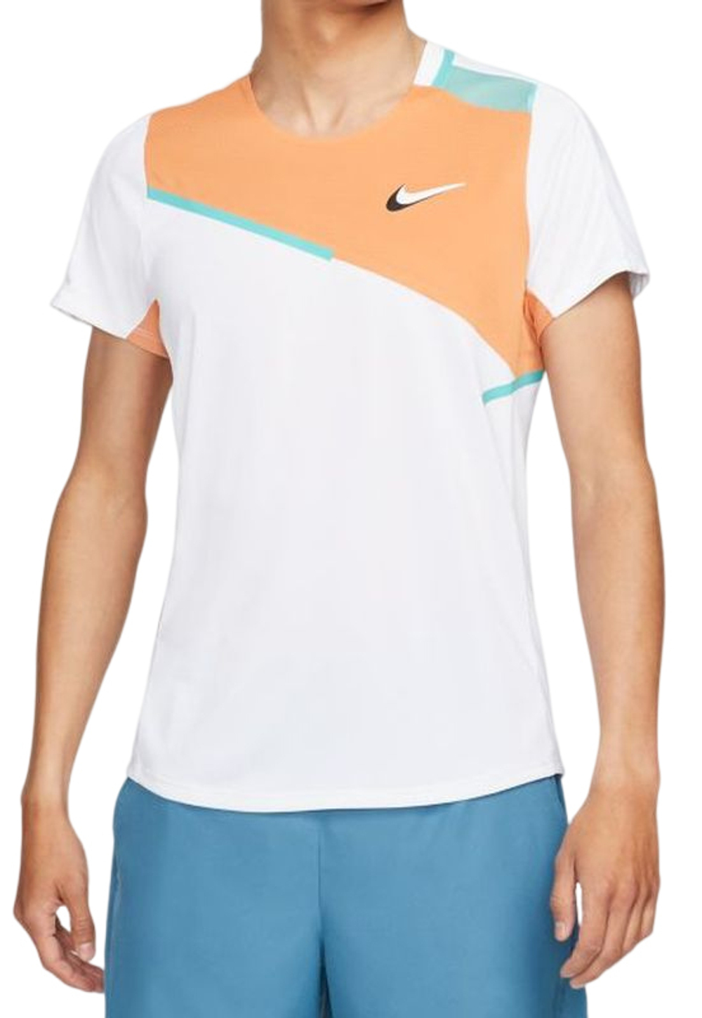 Мужская теннисная футболка Nike Court Dri-Fit Slam Top M - white/hot curry/washed teal/white