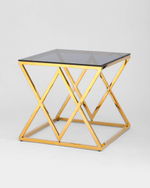 Журнальный стол 55*55 ИНСИГНИЯ золото стекло smoke