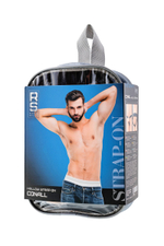 Телесный фаллопротез на черных ремнях Conall - 15 см.