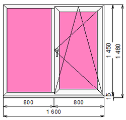 Пластиковое окно 1450 х 1600 ТермА Эко