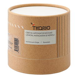 Свеча ароматическая Tkano Edge Lemon Mandarin & Neroli бежевая 60ч