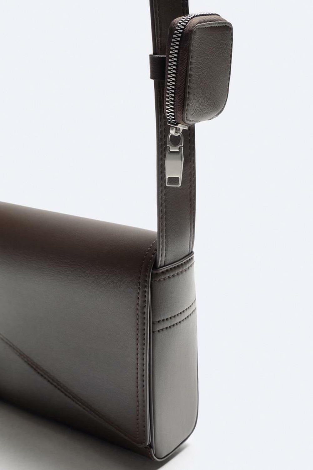 ZARA СУМКА С АСИММЕТРИЧНЫМ КЛАПАНОМ, КОРИЧНЕВЫЙ