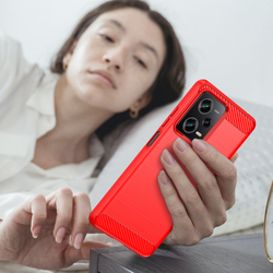 Чехол красного цвета в стиле карбон для смартфона Xiaomi Redmi Note 12 Pro и POCO X5 Pro 5G, серия Carbon от Caseport