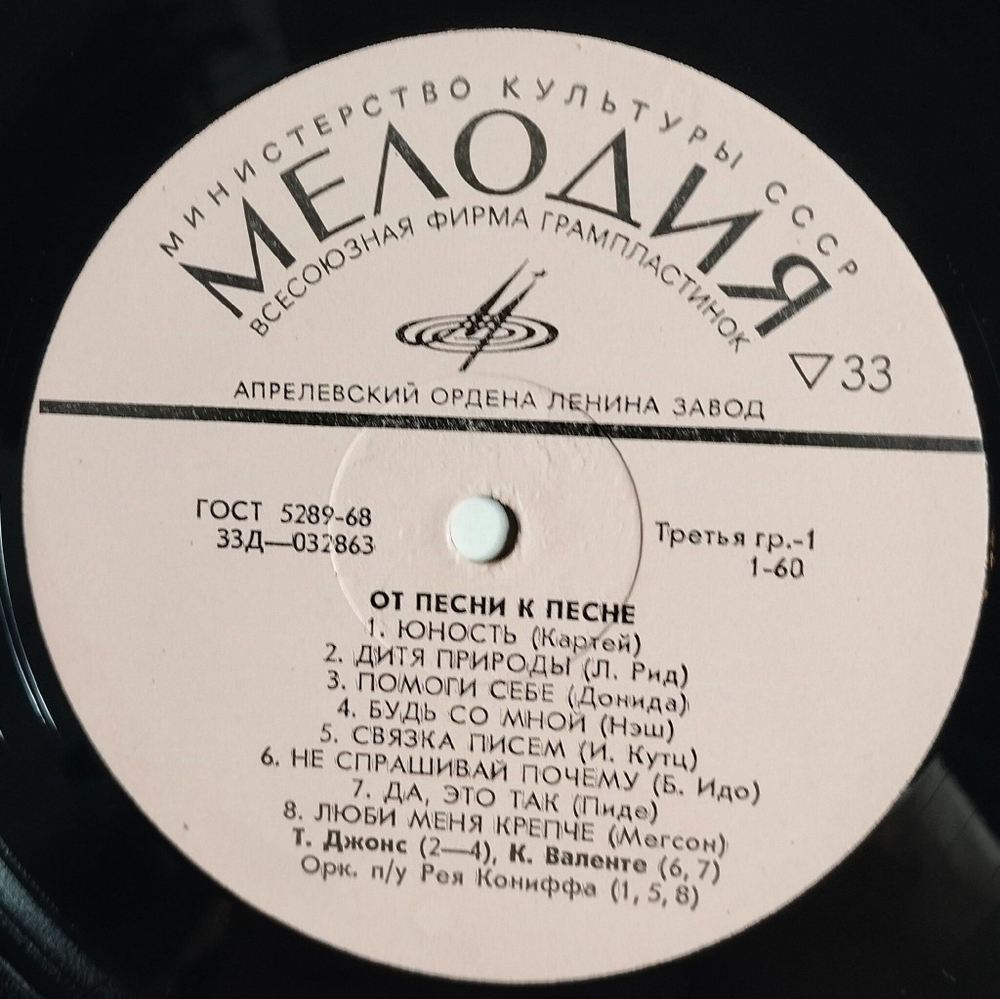 Винтажная виниловая пластинка LP Сборник От Песни К Песне (СССР 1973)
